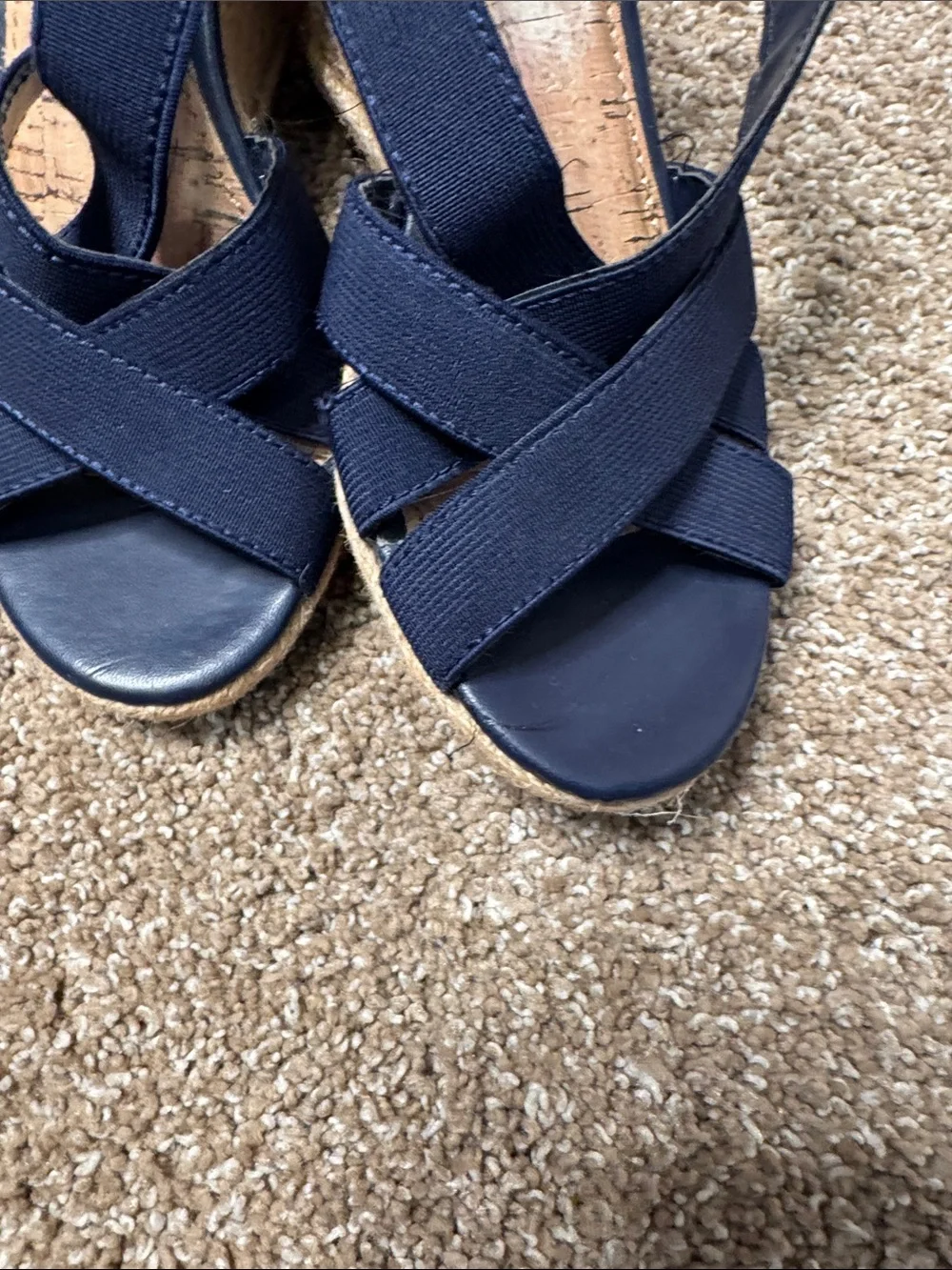 Merona  Navy Blue Espadrille Wedge Strappy Slingback Sandals SZ 5.5 summer